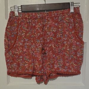 Angie Red Floral High Waist Shorts